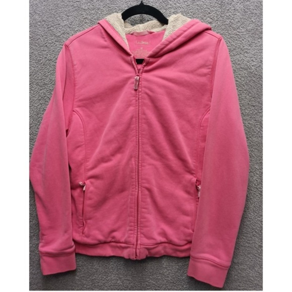 L.L. Bean Pink Sherpa Lined Full Zip‎ Hoodie Cozy Jacket Women Medium